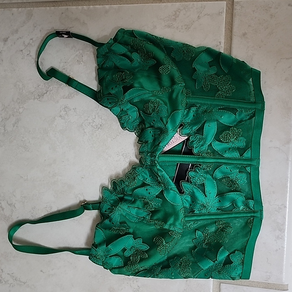 💚 VICTORIA'S SECRET Very Sexy Ziggy Glam Floral Embroidery Unlined Corset Top💚